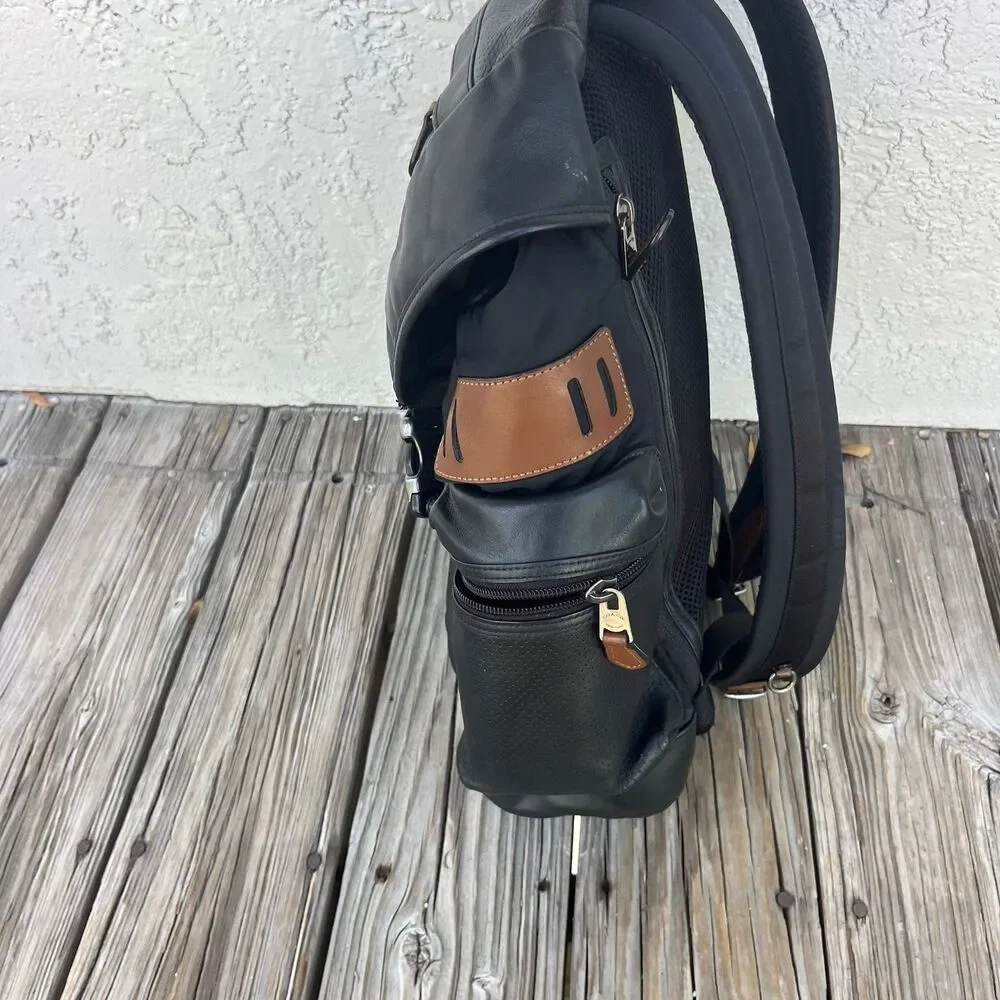 Coach Terrain Trek Backpack Perforated Leather Nylon Bag Black F57477